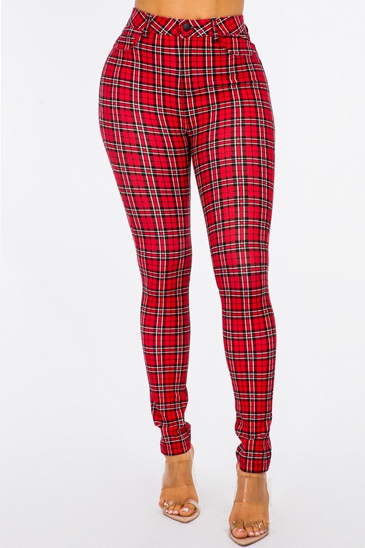Endless Cheer Plaid Pants In Red • Impressions Online Boutique